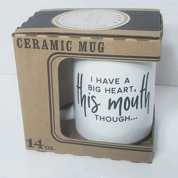 NWT,Carson Freeport PA USA 14oz White/Black  Ceramic Mug. - Picture 2 of 4